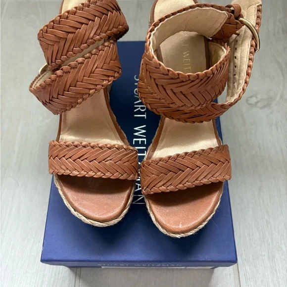Stuart Weitzman Brown Woven Wedges - Picture 1 of 7